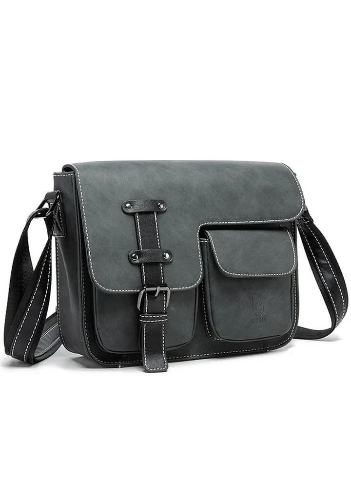 RL-7002 Leather Shoulder Multi-Pocket Business Crossbody Bag, GREY