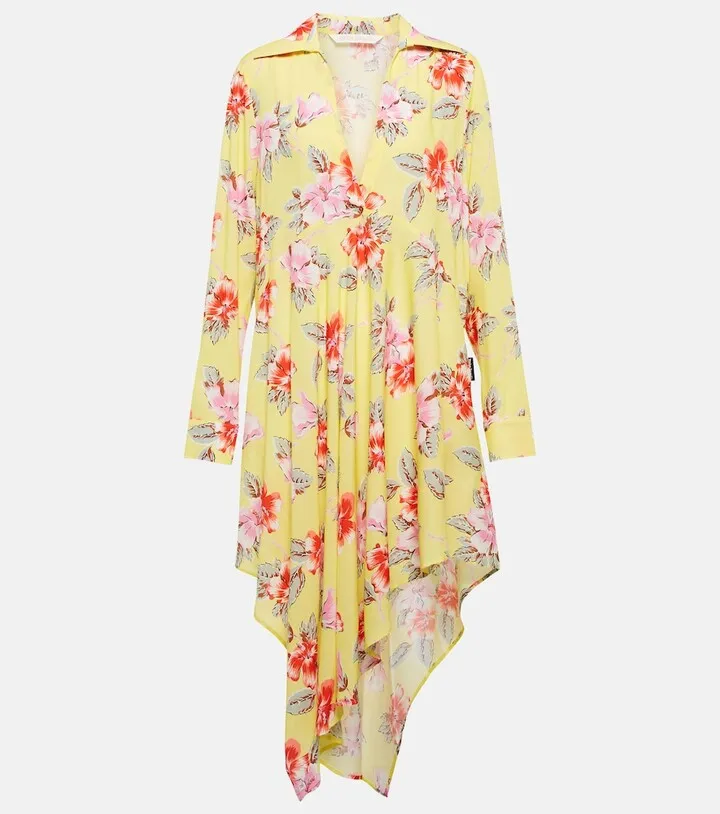 Floral asymmetric midi dress