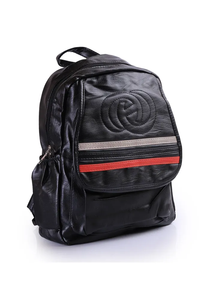 Leather Bag With Zipper And Pocket - Black SH-13