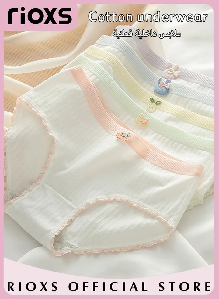 5 Pack Teen Girls Cotton Underwear Soft Briefs High Waist Underwear Kids Training Printed Underwear