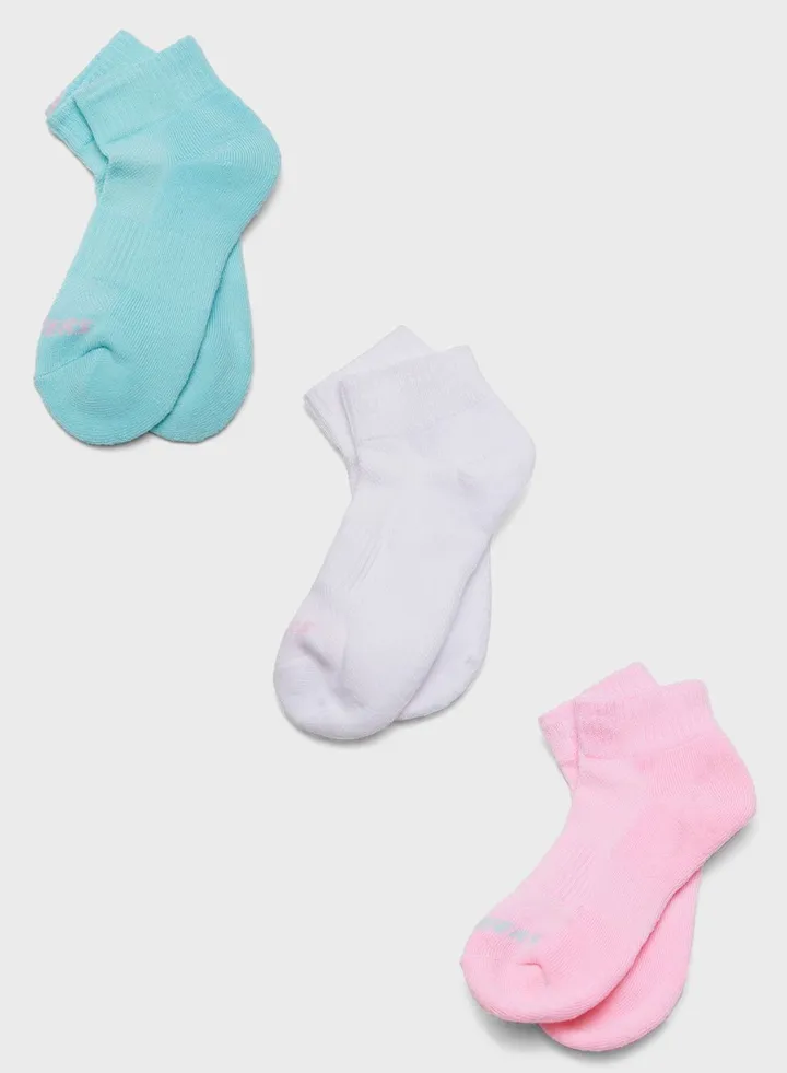 3 Pack Terry Qtr Crew Socks