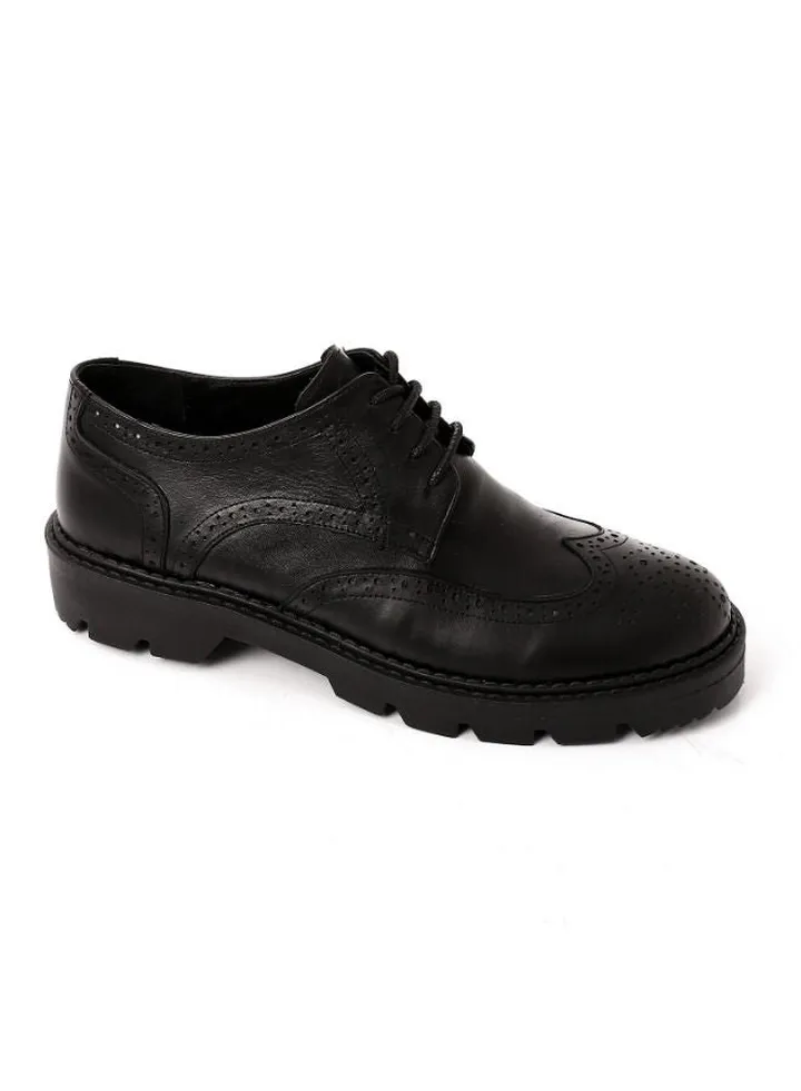Genuine Leather Lace Up Black Shoes
