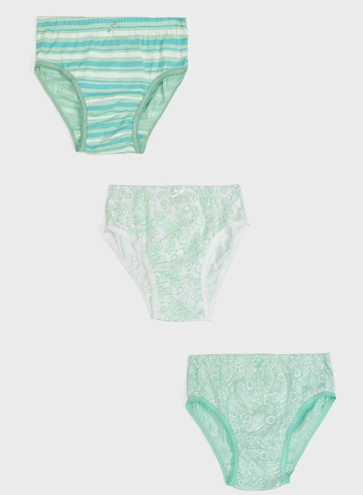 Pack Of 3 Printed Girls Brief