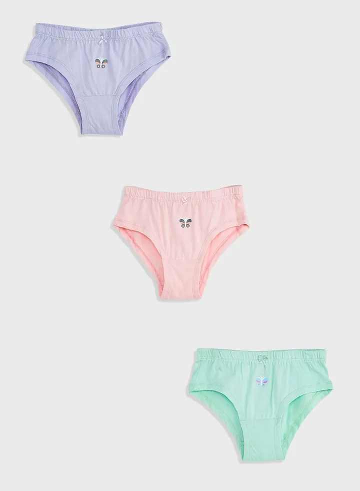 Pack Of 3 Printed Girls Hipster