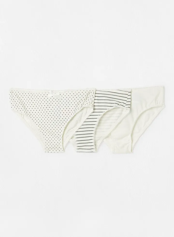 Kids/Teen Printed Briefs (Pack of 3) Off-White
