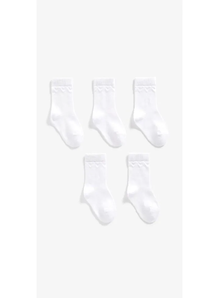 White Heart Socks 5 Pack
