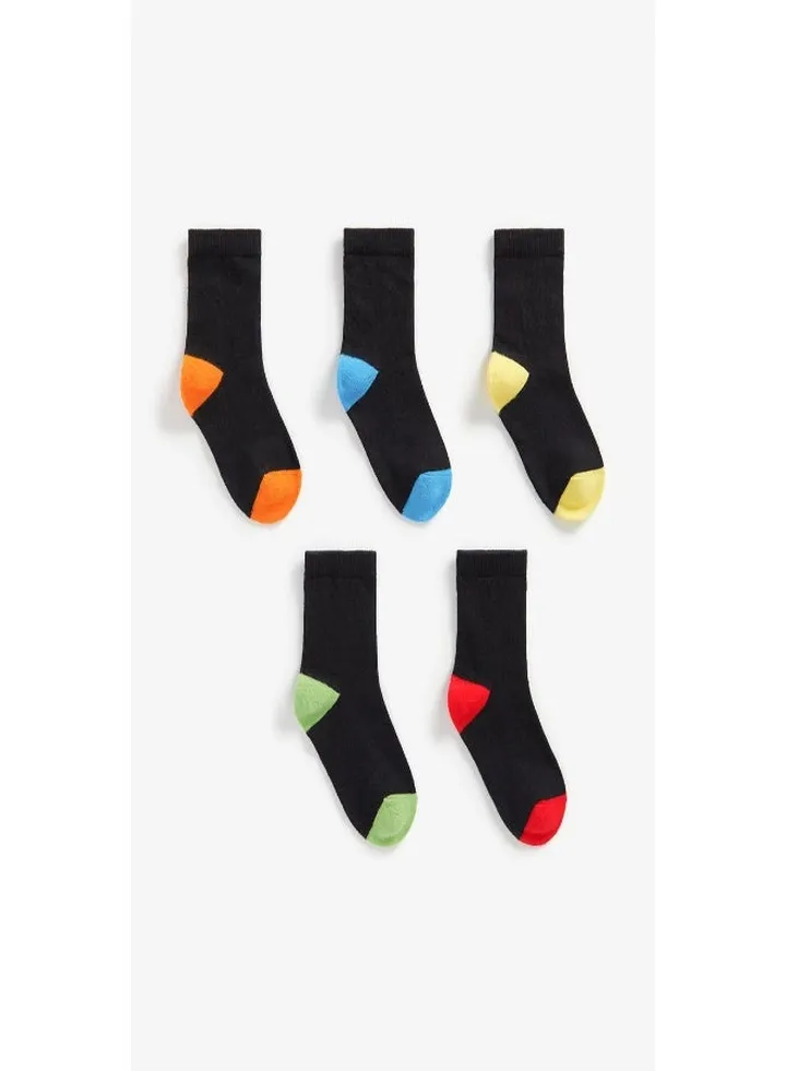 Black Colour Block Socks 5 Pack