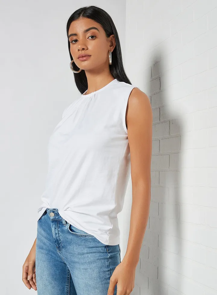 Shoulder Pad Detail Top White