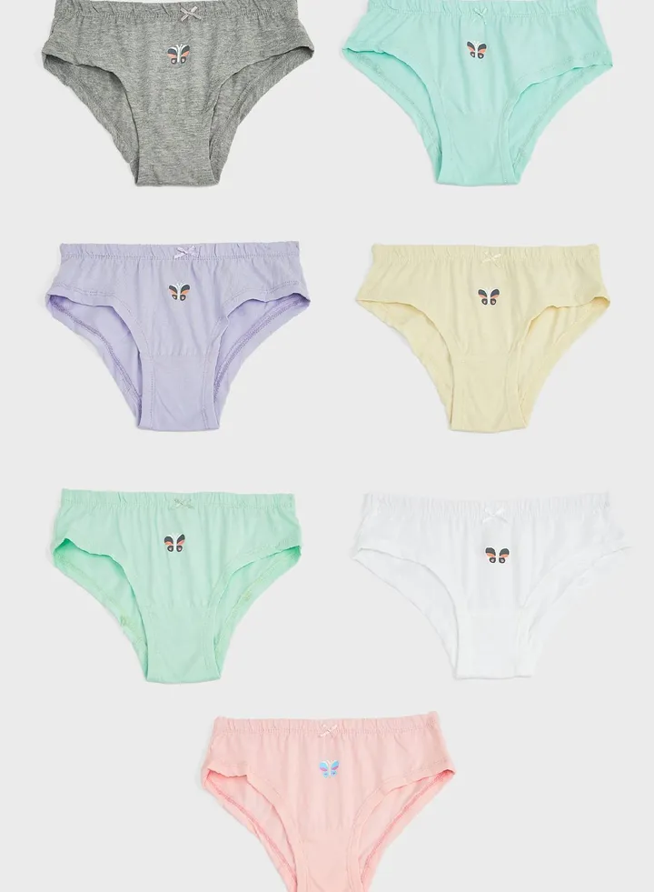 Pack Of 7 Printed Girls Hipster