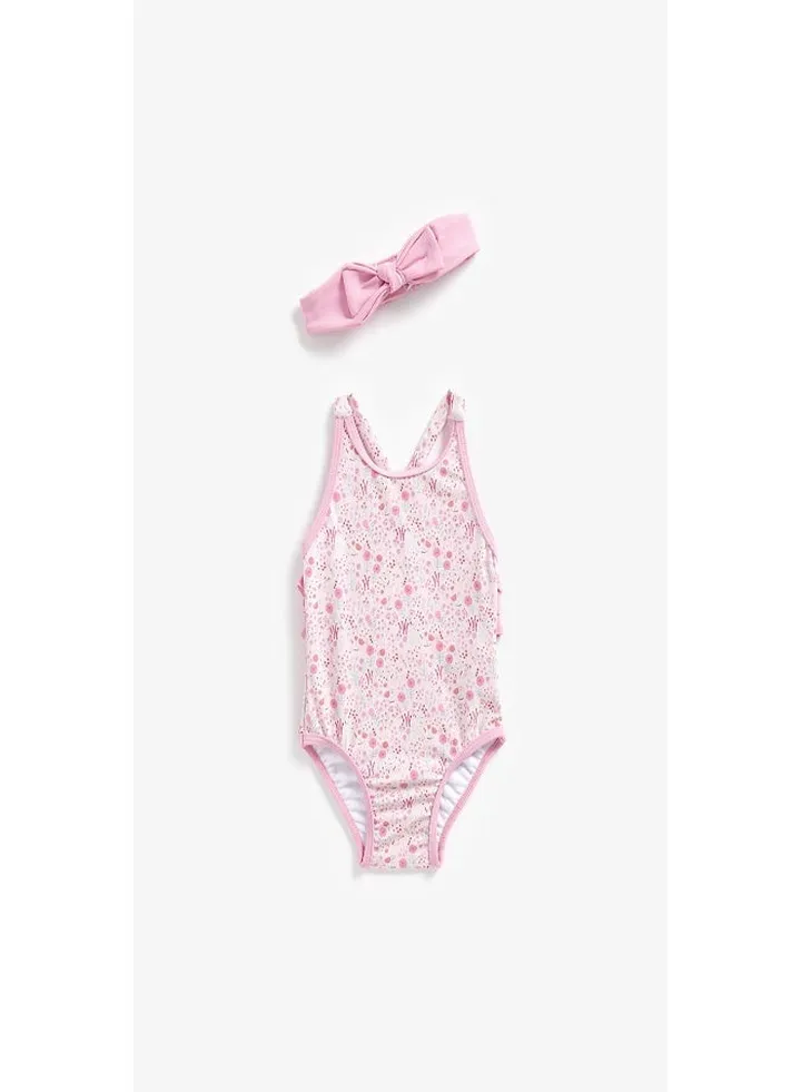 Floral Swimsuit and Headband Set