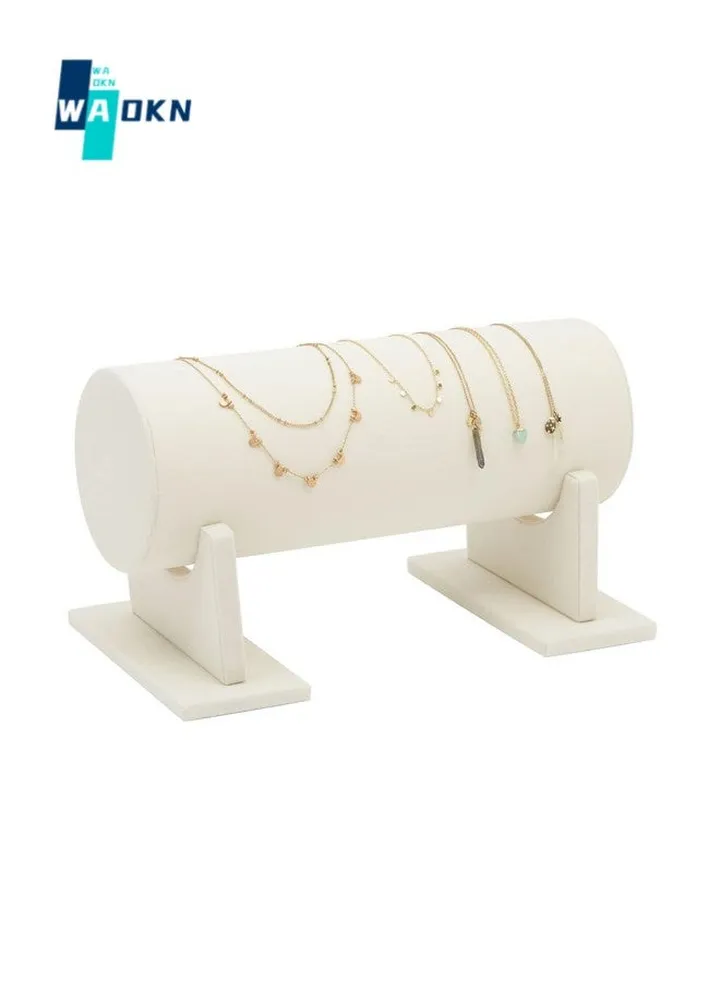 Jewelry Storage Rack, Jewelry Display Velvet Storage Rack for Necklace Bracelet - White