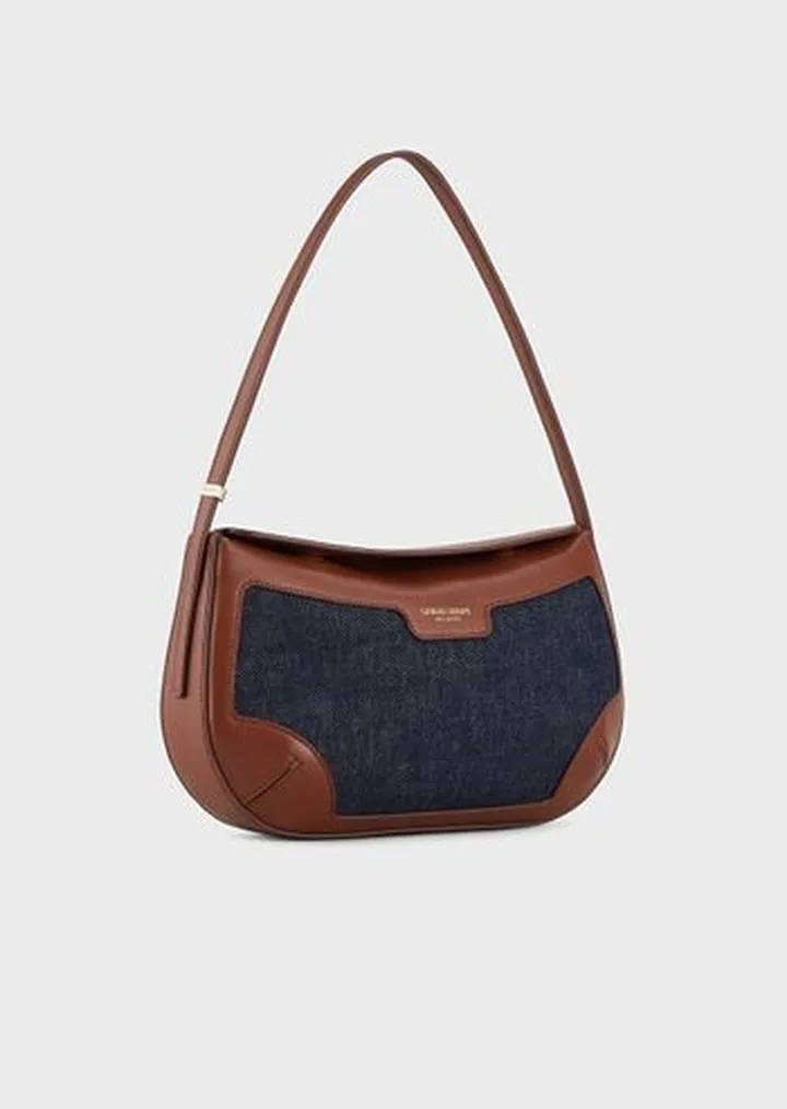 Giorgio Armani - 10 Corso Como la Prima smooth leather and denim baguette bag