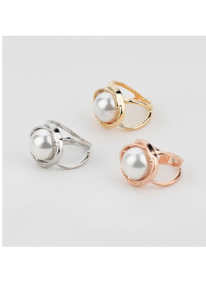 3Set Of One Pearl Fashion Women's Scarf Buckle Brooch Ring Shawl Clip Jewelry Accessories