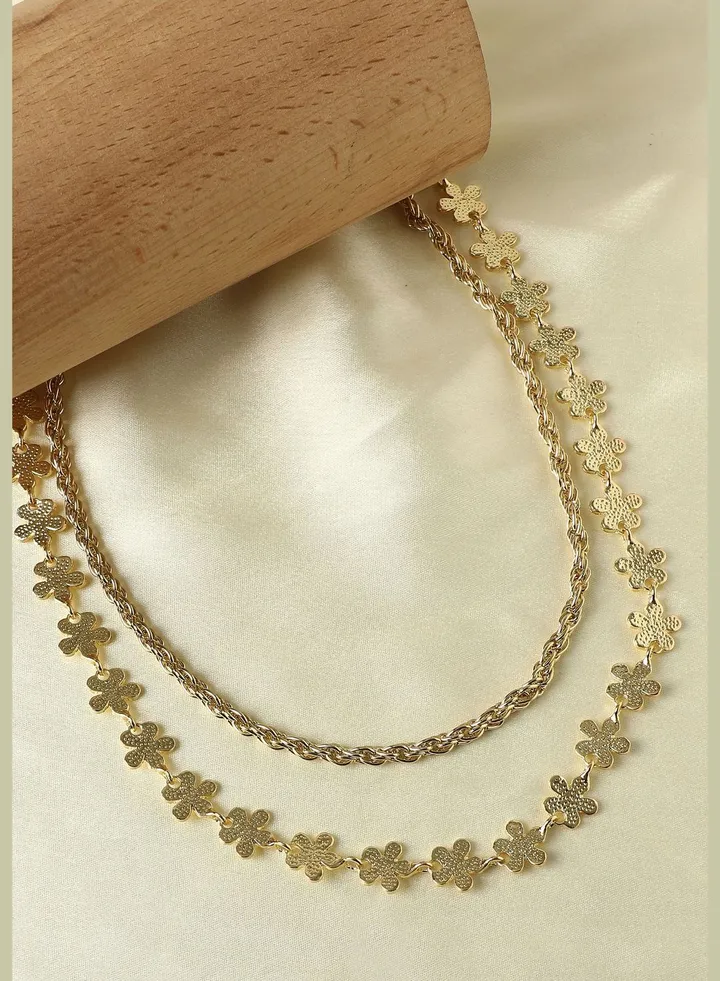 Gold Plated Designer Western Wear Layered Necklace For Women