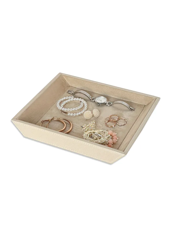 Leather Jewelry Organizer Tray (Cream)