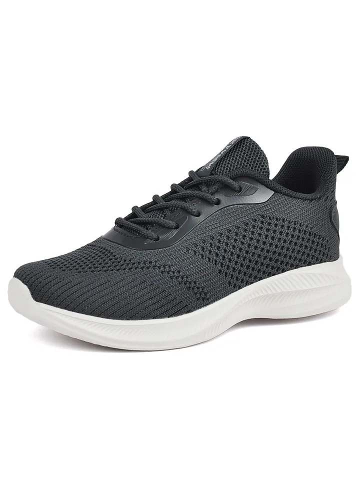 SKYVIEW Children's Sports Shoes Boys And Girls Knitted Mesh Sports Shoes Kid Breathable Lightweight Running Shoes Children's Fashionable Sports And Leisure Shoes Dark Grey