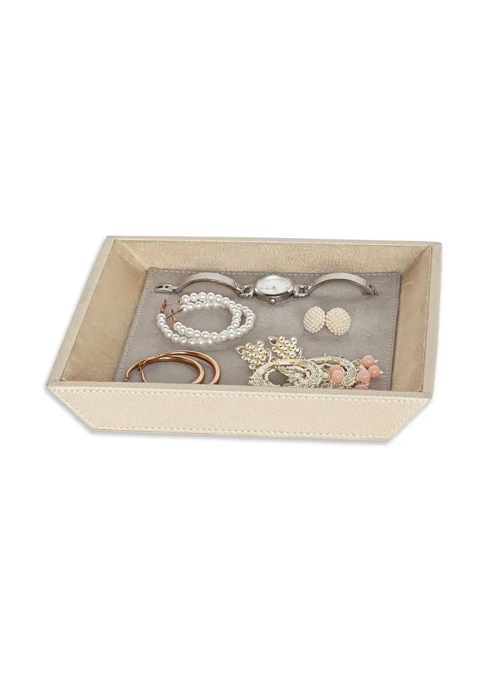 Leather Jewelry Organizer Tray (Stone Grey)