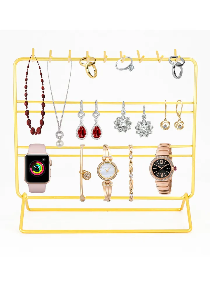 AC&L Jewelry Organizer Stand, Jewelry Display Rack for Necklace, Earrings, bracelet, Rings, Watches, Accessories, Aesthetic Metal Jewelry Holder