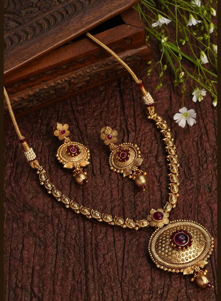 Gold Plated Designer Stone Necklace Set