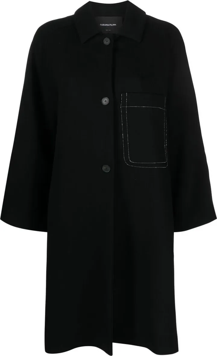 Spread-Collar Single-Breasted Coat