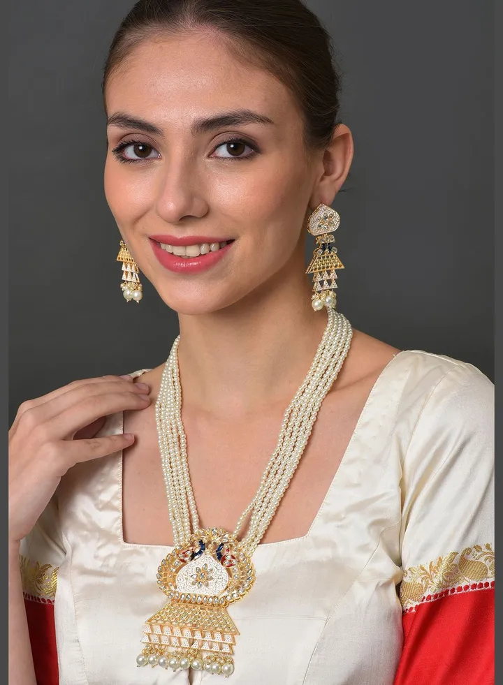 Beaded Meenakari Gold Plated Necklace Set