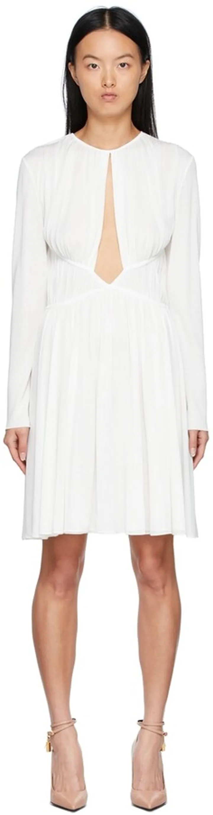 TOM FORD White Crepe Gathered Dress