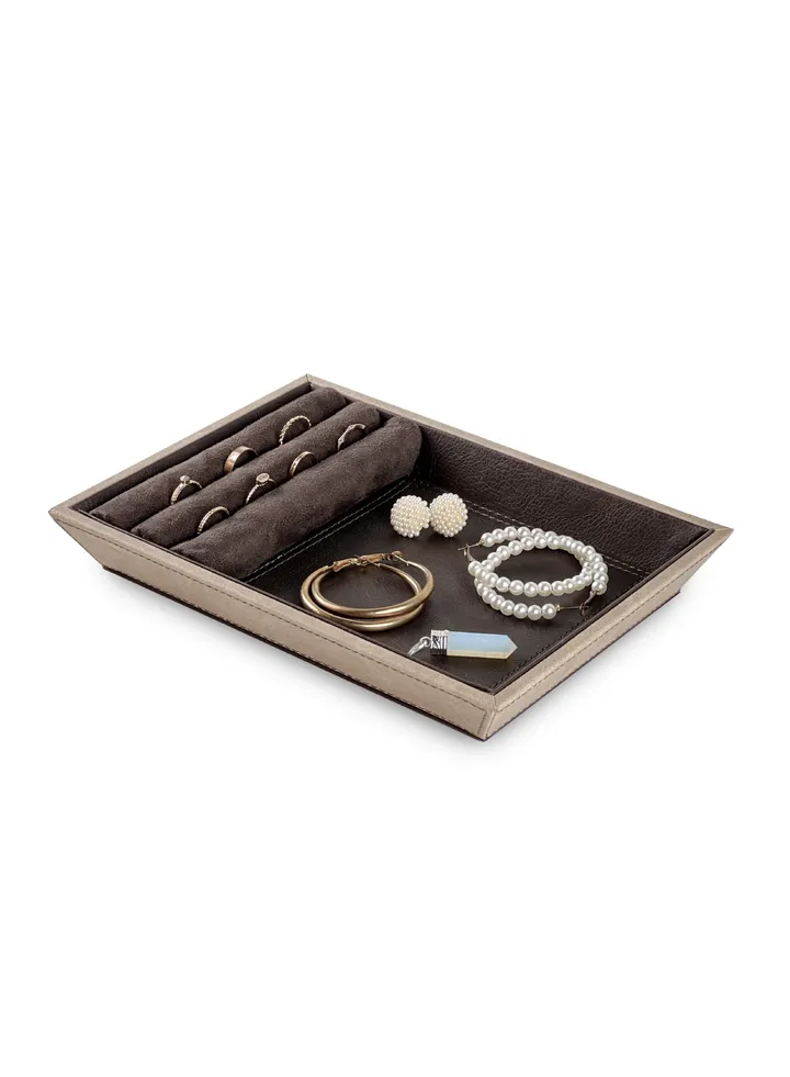 Leather Jewelry Organizer Tray (Brown)