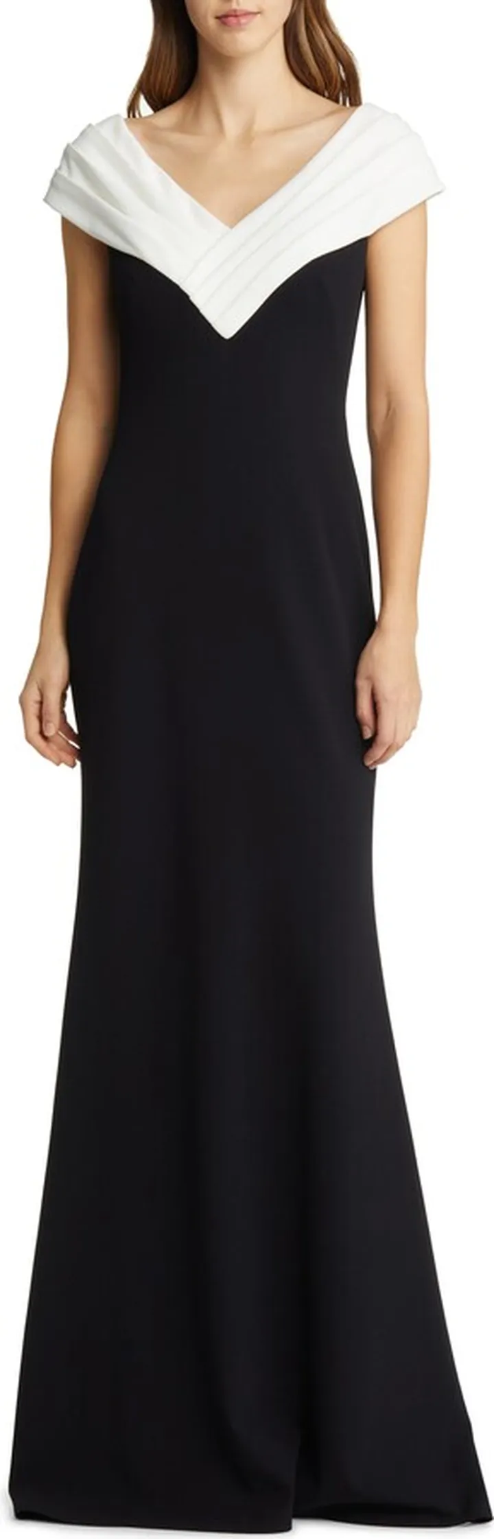 Portrait Neck Short Sleeve Gown