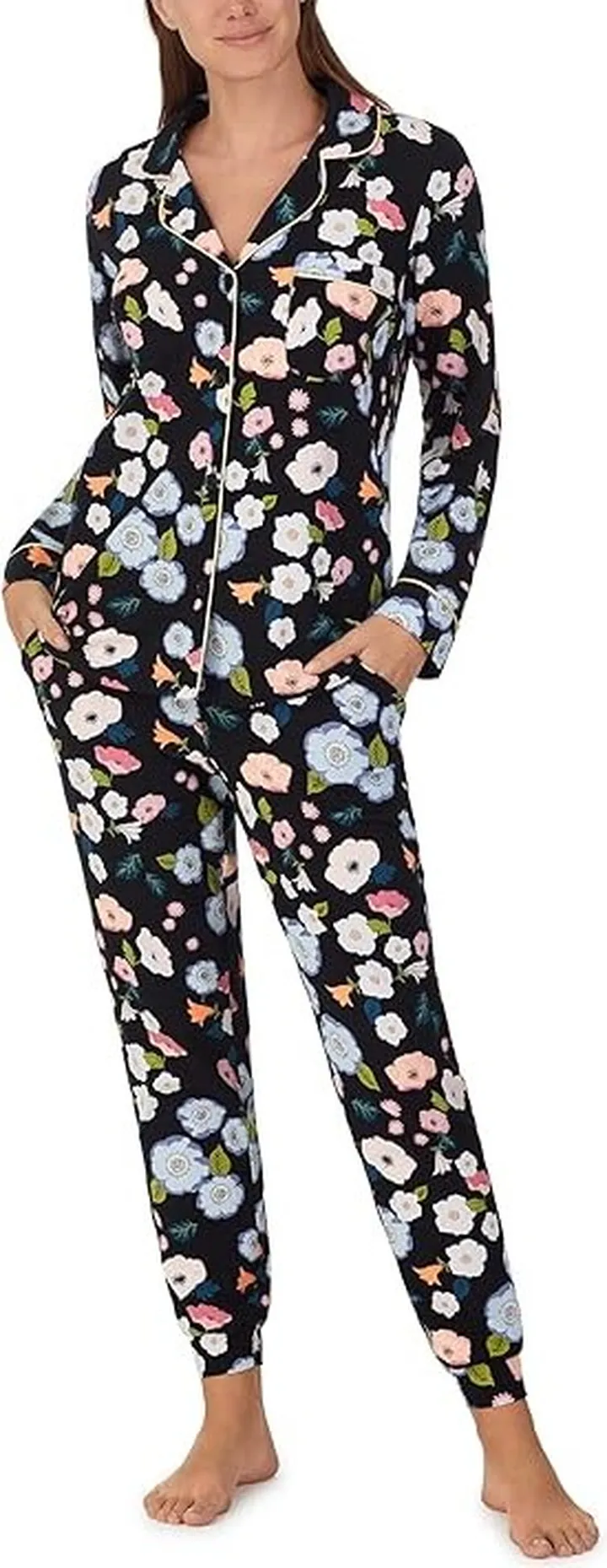 Bedhead PJs Organic Cotton Long Sleeve Classic Notch Joggers PJ Set (Posies) Women's Pajama Sets