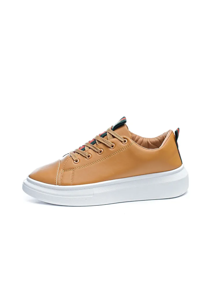 Basic Flat Sneaker Faux leather For Men Brown