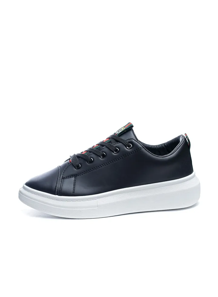 Basic Flat Sneaker Faux leather For Men Black