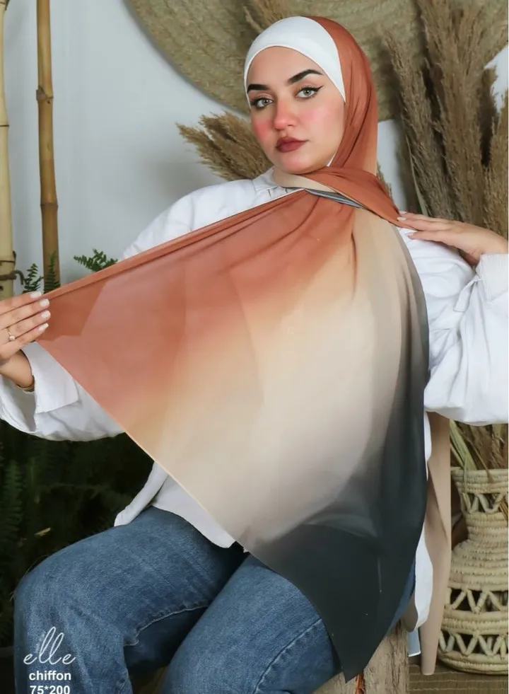 Multicolored crepe chiffon scarf with digital print