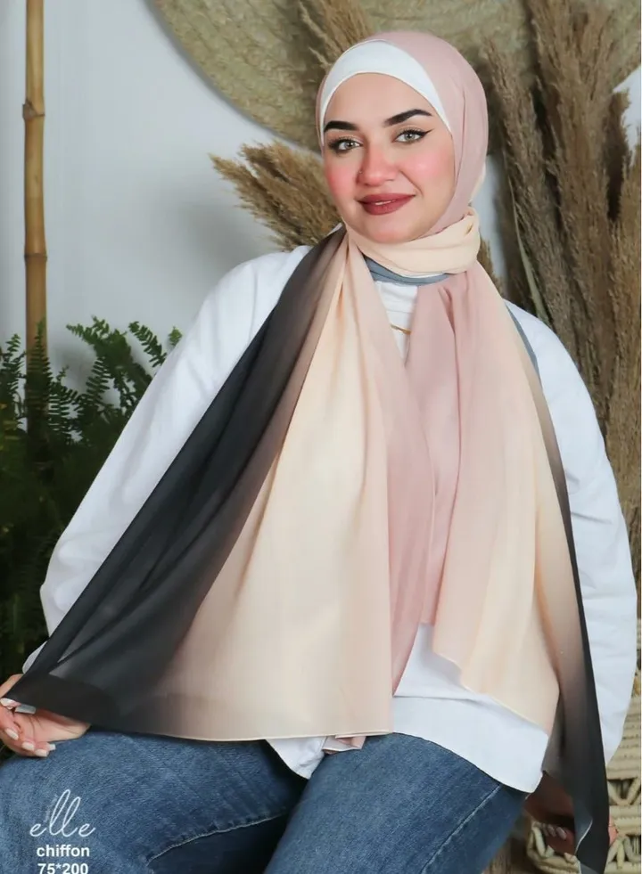 Multicolored crepe chiffon scarf with digital print