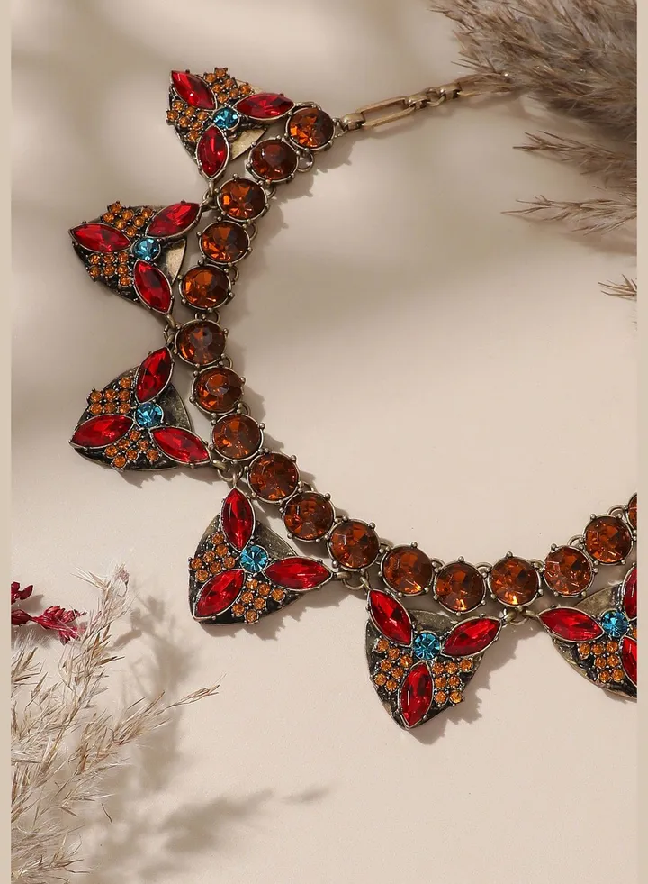 Gold Plated Designer Stone Party Necklace For Women