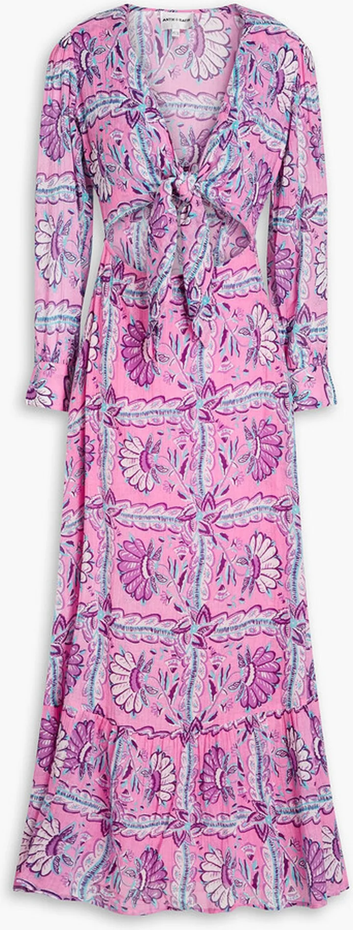 Hupa gathered printed cotton-voile maxi dress