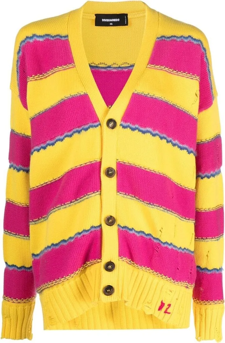 striped V-neck cardigan