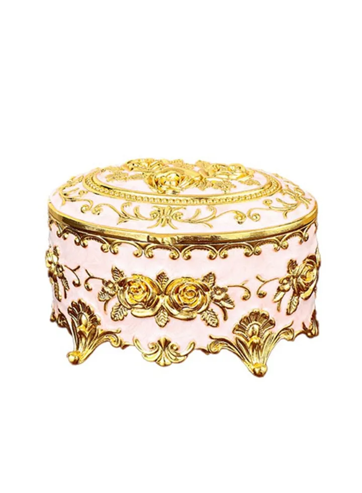 European rose jewelry box, high-end creative retro personalized home enamel dresser metal storage box