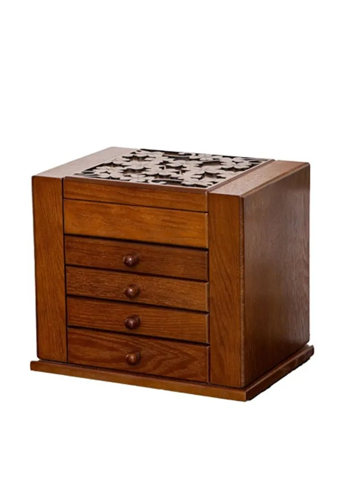 European high-end solid wood large-capacity jewelry box wooden jewelry box Nordic multi-layer luxury storage box