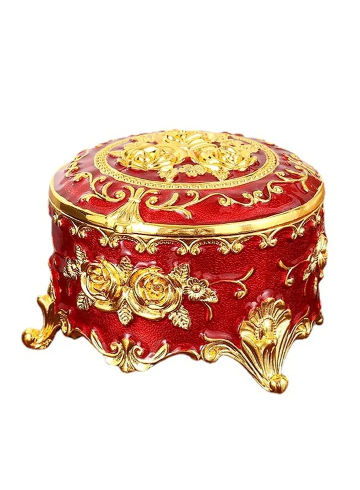 European rose jewelry box, high-end creative retro personalized home enamel dresser metal storage box