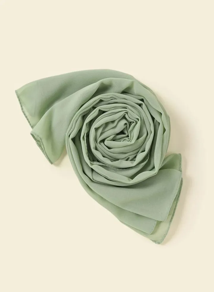 Long chiffon crepe scarf powder mint green color