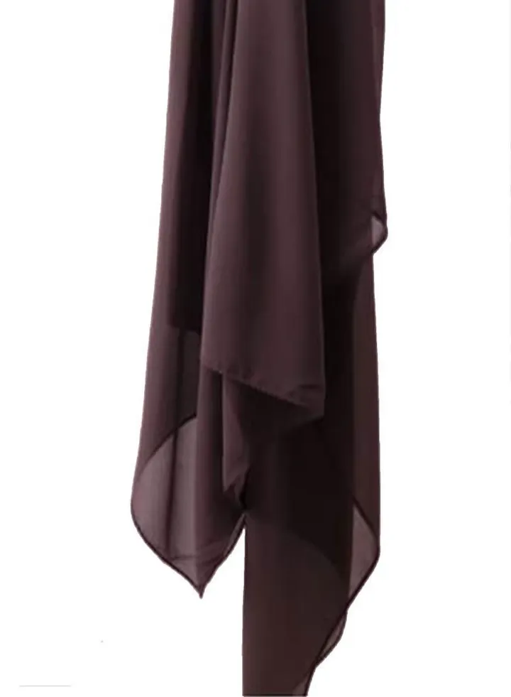 Long Chiffon Crepe Scarf - Dark Cafe Color