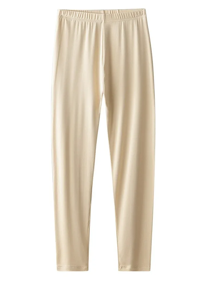 Women's Thin Tights Leggings Underwear Thermal Pants Long Johns Bottoms Wintergear Warm Base Layer Bottoms Beige