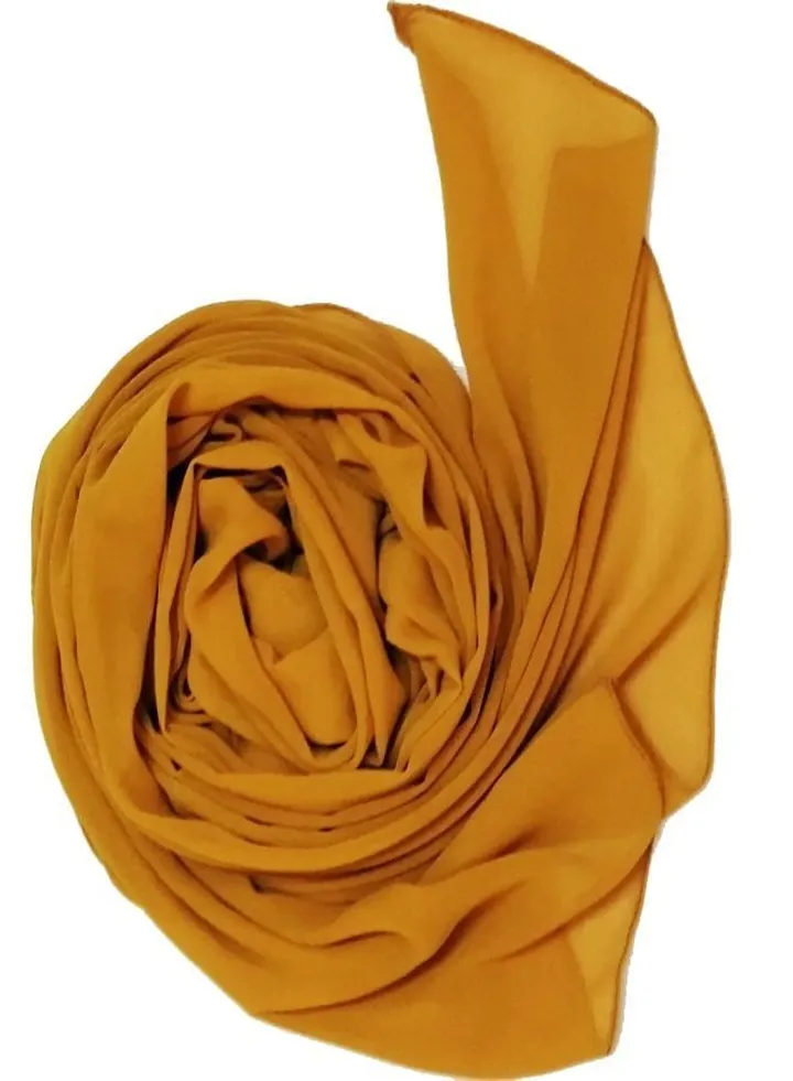Scarf Chiffon Crepe High-Quality - Yellow mustard Color - From Fatah