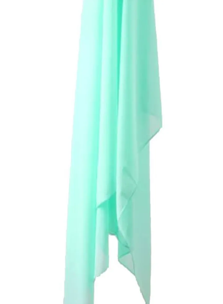 Long Chiffon Crepe Scarf - Light Aqua Color