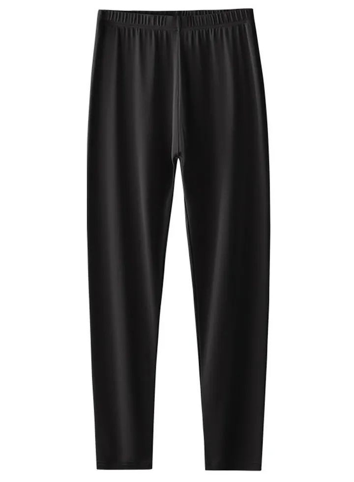 Women's Thin Tights Leggings Underwear Thermal Pants Long Johns Bottoms Wintergear Warm Base Layer Bottoms Black