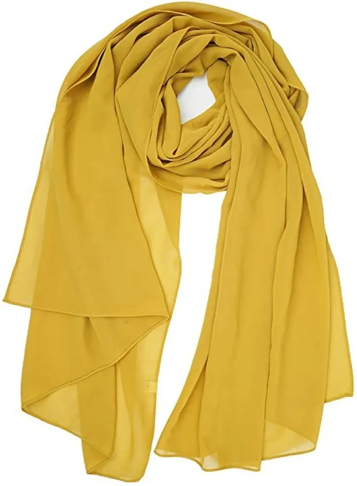 Long Chiffon Crepe Scarf - Yellow Mango