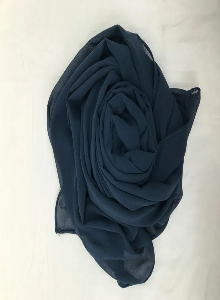 Big Chiffon Crepe Scarf Solid - Navy Soft Blue - From Fatah