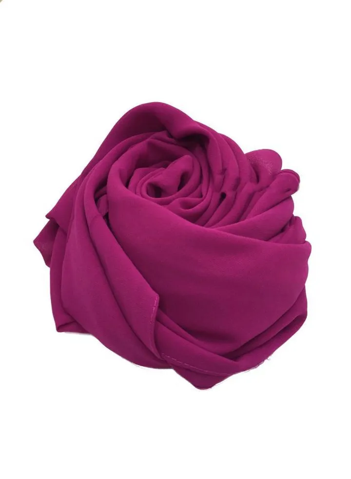 Long Chiffon Crepe Scarf - Color Kashmir Fuchsia