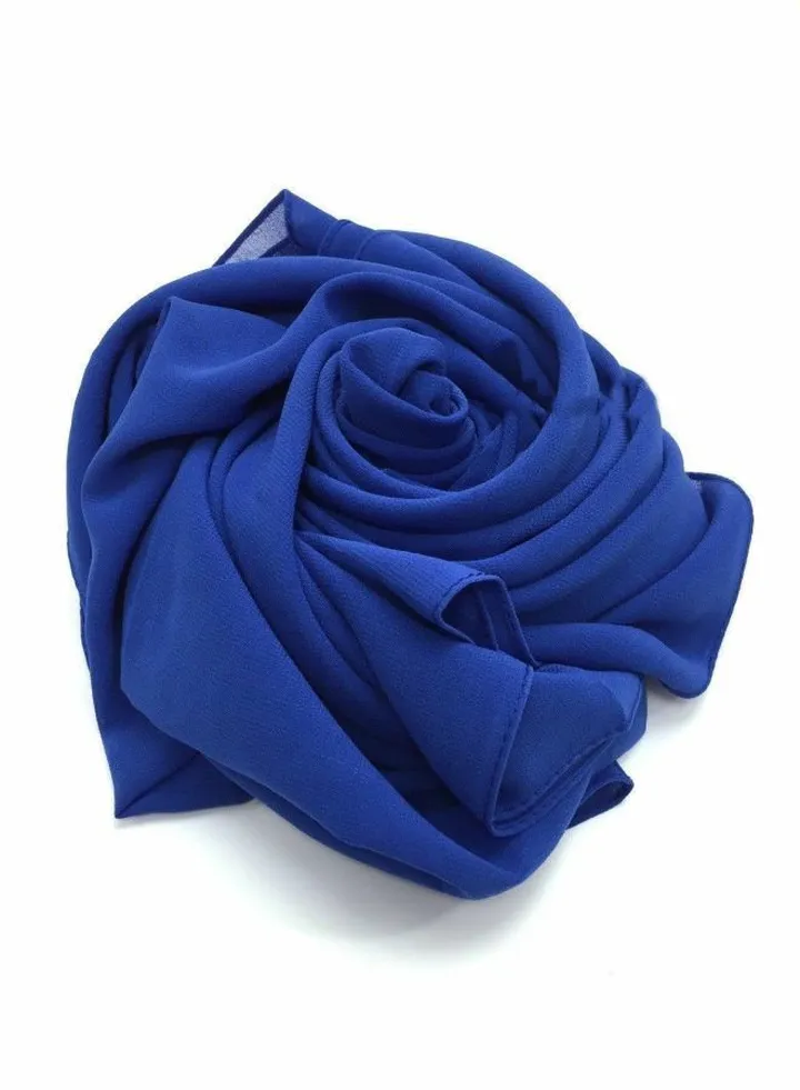 Long Chiffon Crepe Scarf - Light Blue Color