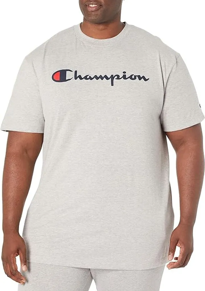 Champion Big Tall Classic Graphic Tee (Oxford Gray) Men's Clothing